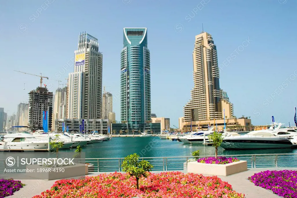 View Of the Harbour with Skyscrapers in Background  Dubai, United Arab Emirates