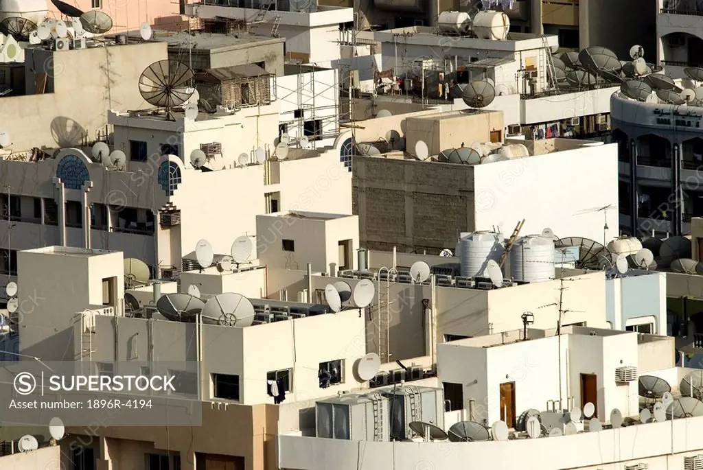 Satelite Dishes Littering the Roofs of Houses  Oman, Middle East
