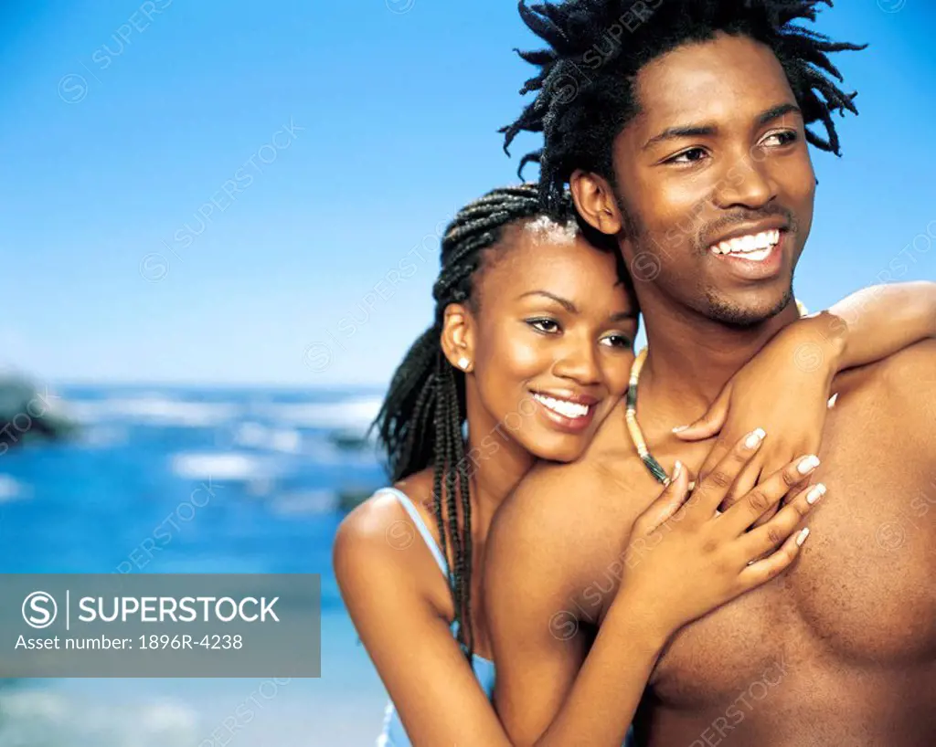 Young African Couple on the Beach  Cape Town, Western Cape Province, South Africa