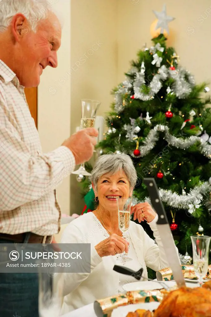 Mature Couple Having Christmas Lunch  Cape Town, Western Cape Province, South Africa