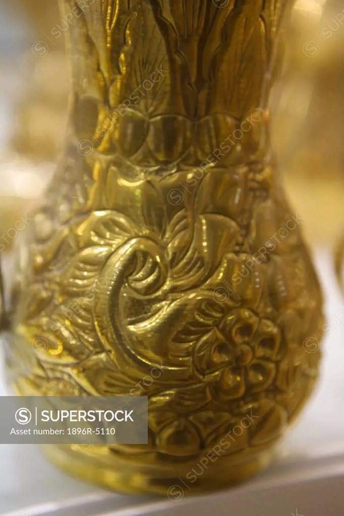 Large ornamental Dallah for sale in Gold Souq, Deira, UAE  United Arab Emirates