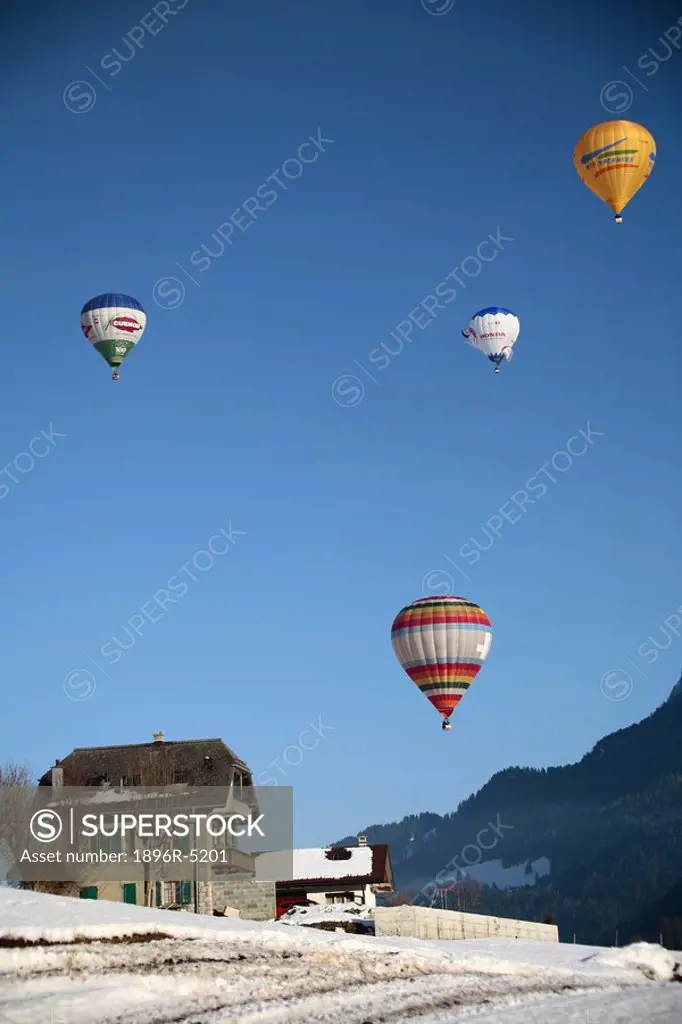 Hot Air Balloon Festival - High Angle View  Alps, Switzerland