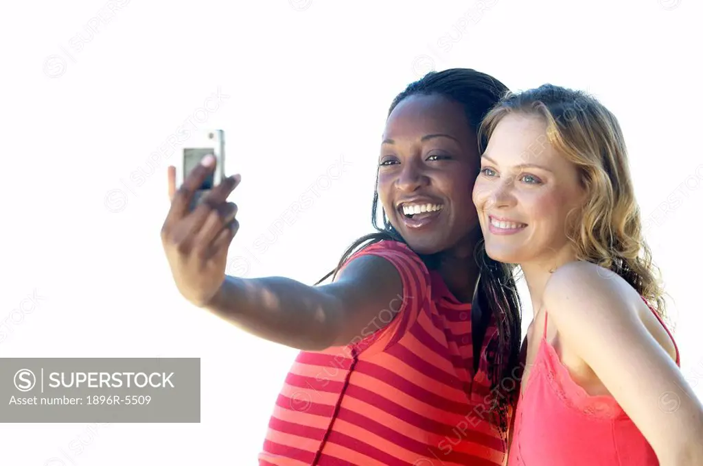 African Woman and a Caucasian Woman Taking a Photograph  Cape Town, Western Cape Province, South Africa