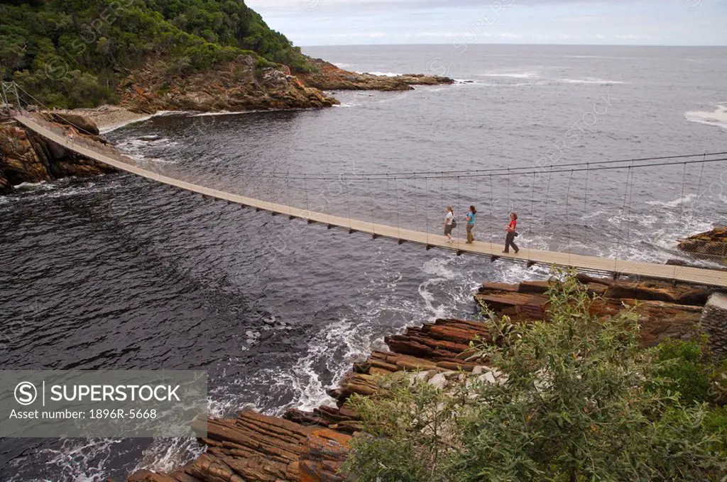 People Crossing the Pedestrain Bridge over Storms River   Eastern Cape Province, South Africa