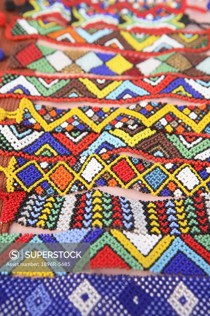 Dispaly of Brightly Coloured African Traditional Beaded Wristbands  Cape Town, Western Cape Province, South Africa