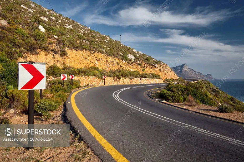 Winding mountain pass, Clarence Drive, Western Cape Province, South Africa