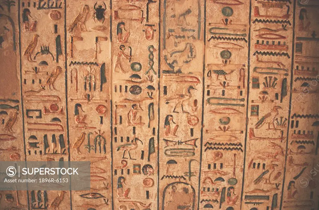 Hieroglyphics on the Wall of the Temple of Hatshepsut  Luxor, Egypt
