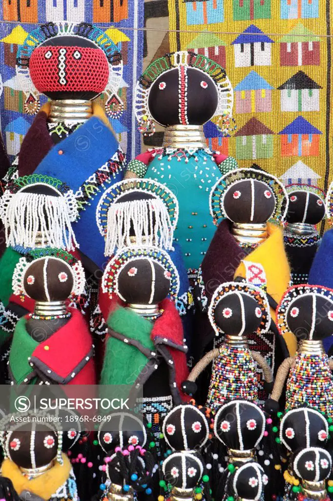 Full frame shot of African Beaded dolls. Grahamstown, Eastern Cape Province, South Africa