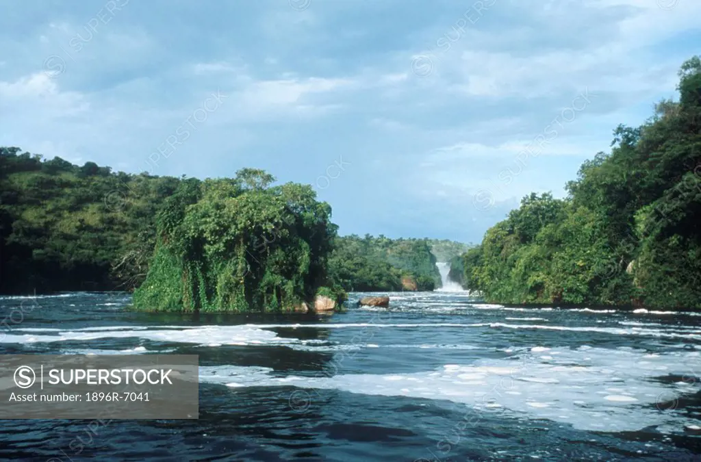 Waterfall Flowing into the Nile River  Murchison Falls, Uganda, Africa