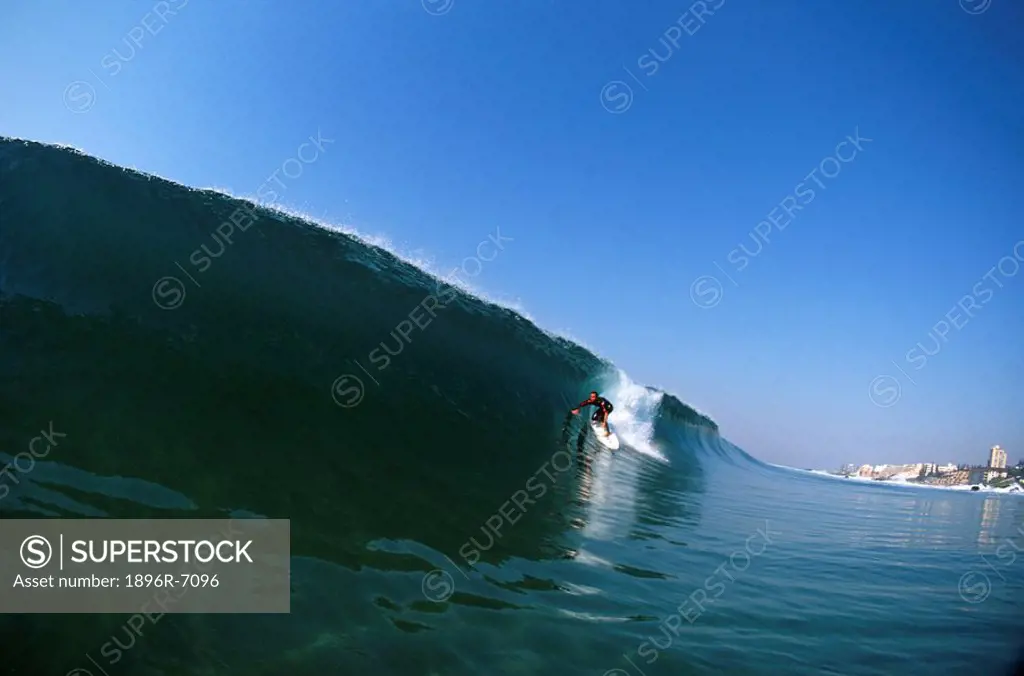 Surfer Riding the Perfect Wave  Ballito Bay, North Coast, Kwa-Zulu Natal Province, South Africa