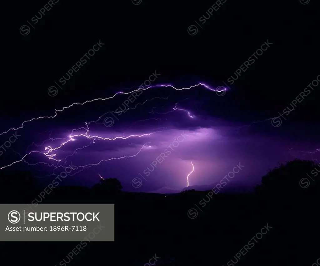 Evening Electrical Storm and Fork Lightning  Mkuze Game Reserve, KwaZulu Natal Province, South Africa