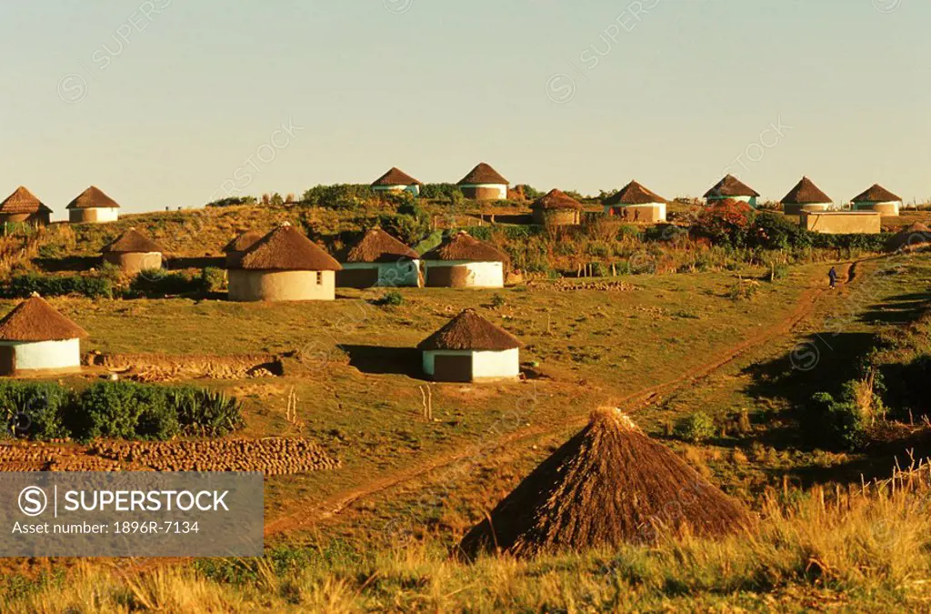 Traditional Thatch Homes Rondawels of Landilie  Wild Coast, Transkei, South Africa