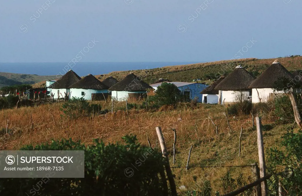 Traditional Thatch Homes Rondawels of Landilie  Wild Coast, Transkei, South Africa