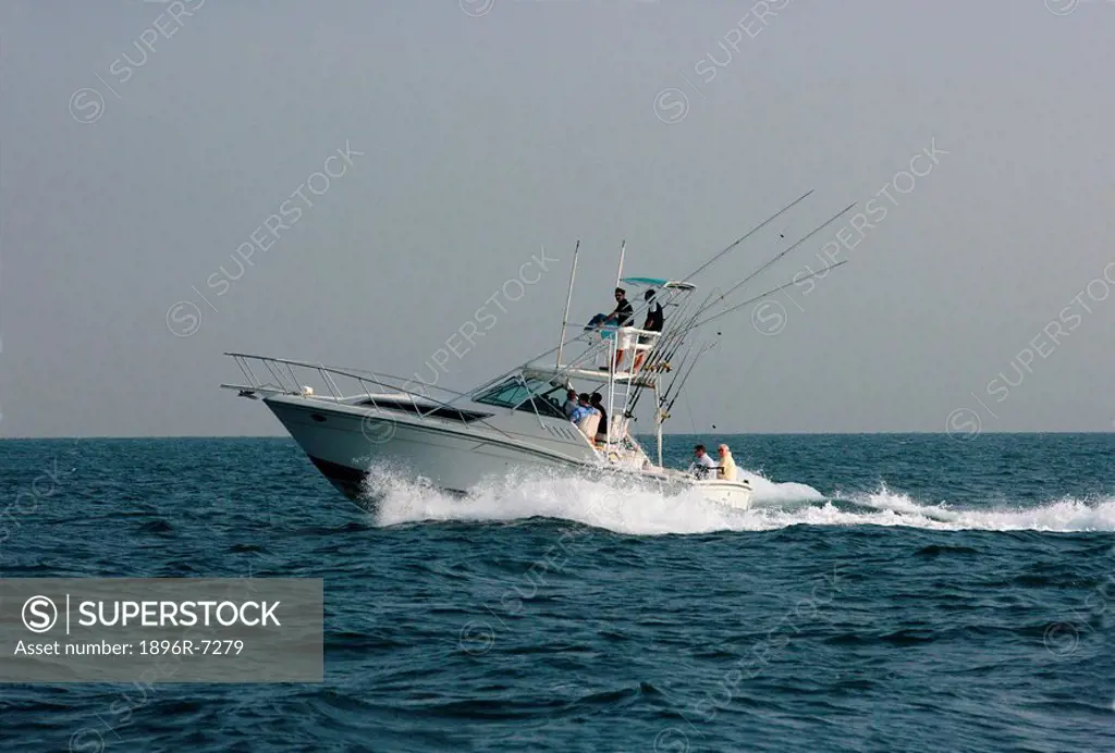 Portrait of a Sport-Fishing Boat at Sea  Arabian Gulf, United Arab Emirates