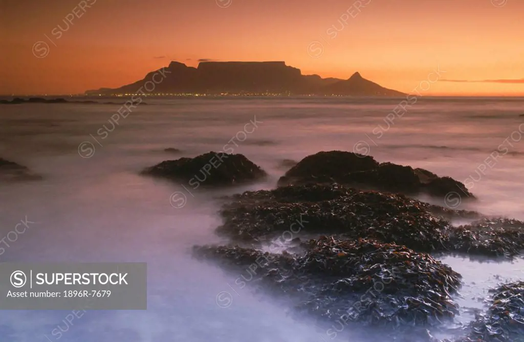 View of Table Mountain from across the bay, Cape Town, Western Cape Province, South Africa