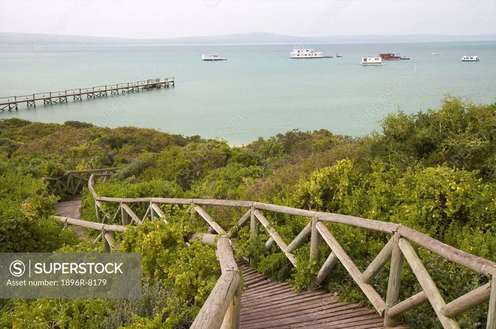 Boardwalk to jetty, West Coast National Park, Western Cape Province, South Africa