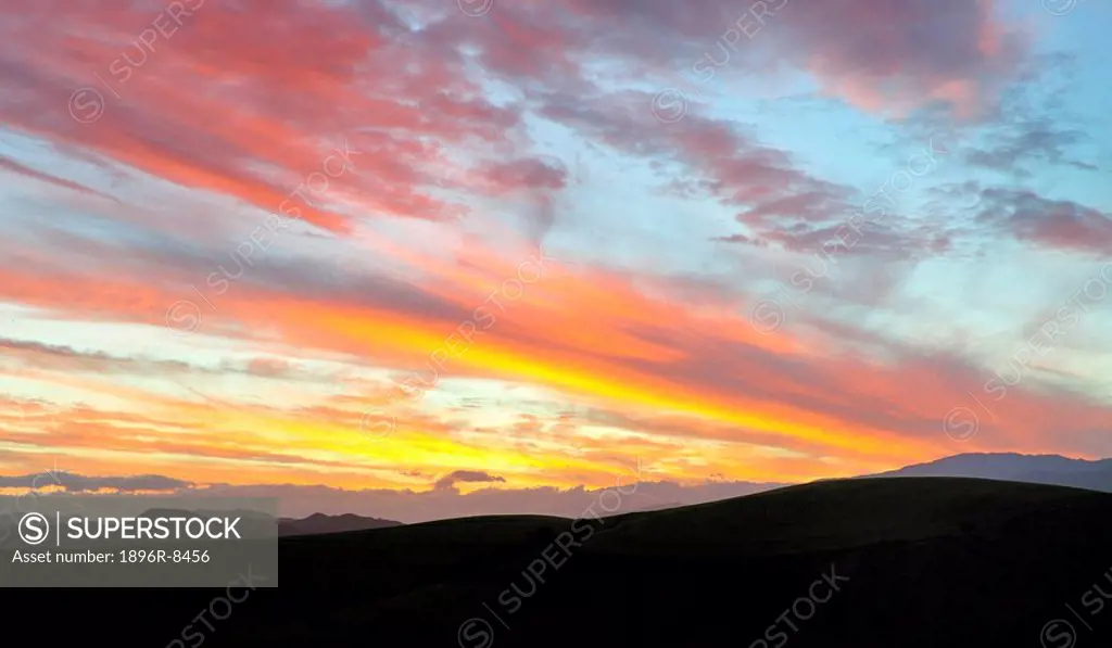 Overberg sunset from Lismore Wine Estate near Greyton, Western Cape Province, South Africa