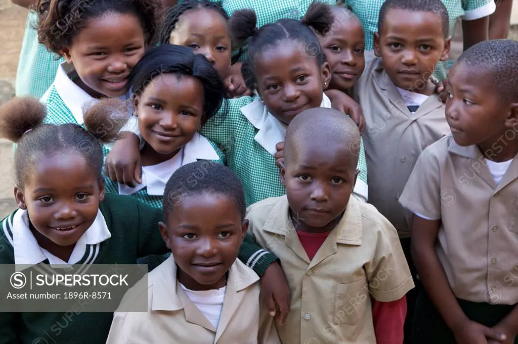 Full frame shot of group of schoolchildren, KwaZulu Natal Province, South Africa