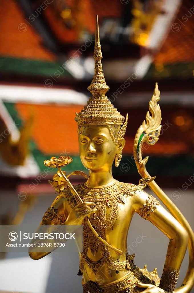 Head of Kinnara statue in Temple of the Emerald Buddha, Grand Palace, Bangkok, Thailand