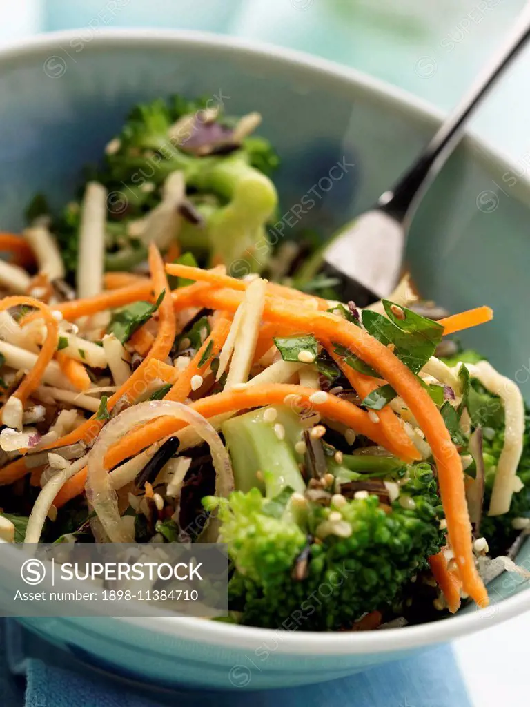 A bowl of vegetarian wild rice salad