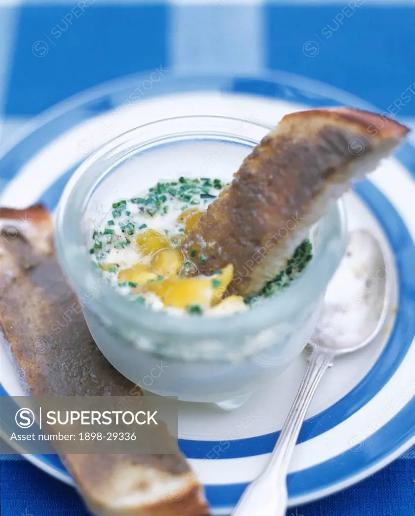 Coddled egg with gentleman´s relish on toast soldiers, Food, dairy, breakfasts, recipes, bread,