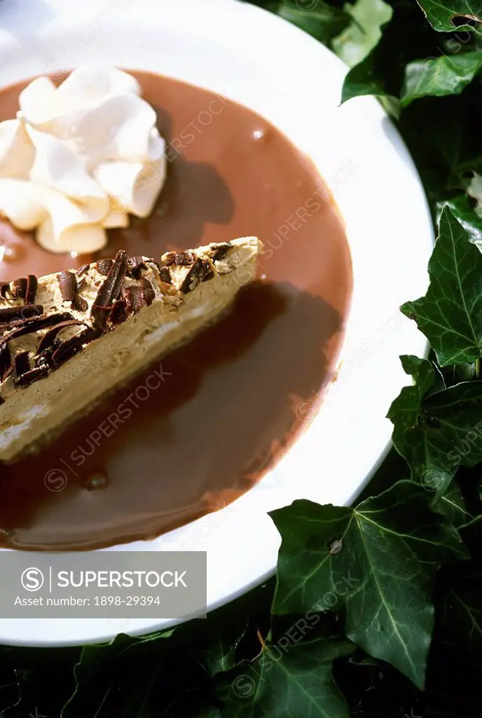 Chocolate cake dessert with cream
