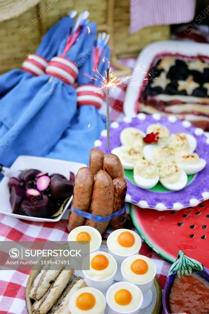 4th of July Picnic with Firecracker Sausage