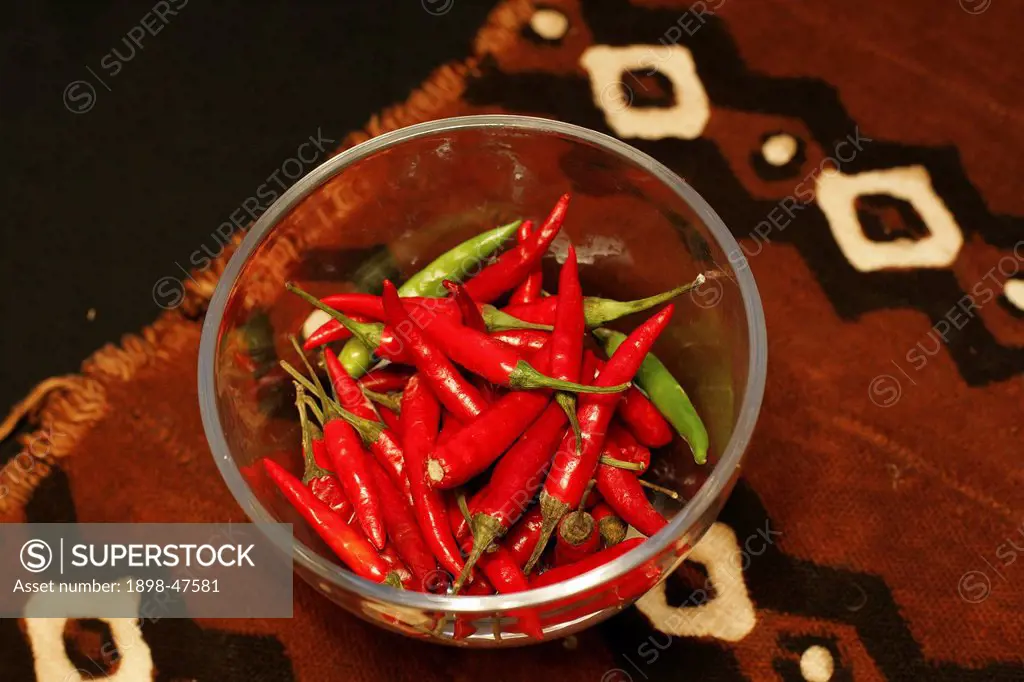 Bowl of Red Chilli Peppers, Hayward´s Luxury Safari Camp