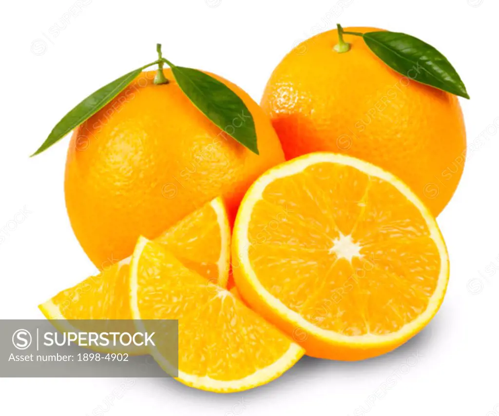 Oranges on white