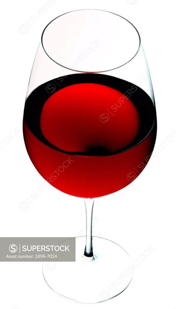 GLASS OF RED WINE ON WHITE