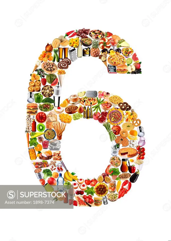 FOODFONT NUMBER 6 ON WHITE