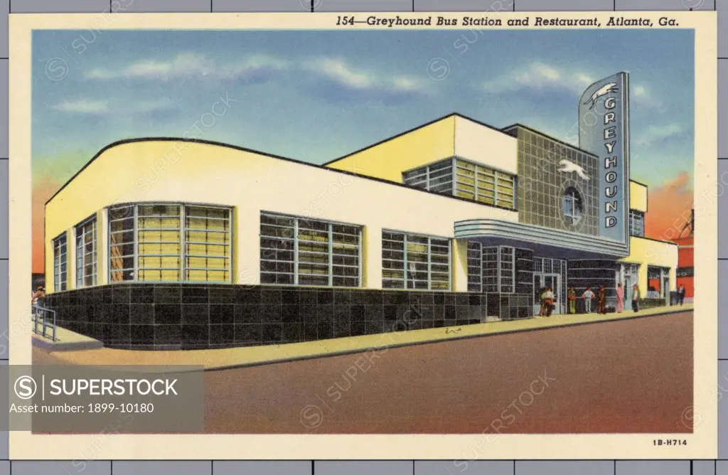 Greyhound Bus Station. ca. 1941, Atlanta, Georgia, USA, 154--Greyhound Bus Station and Restaurant, Atlanta, Ga. 