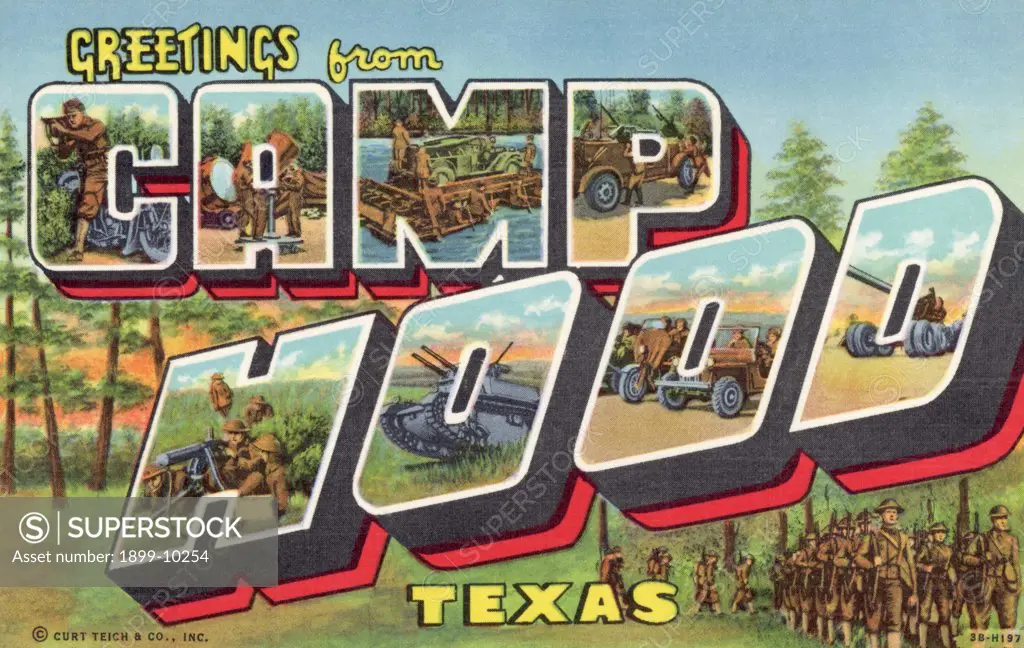 Greeting Card from Camp Hood, Texas. ca. 1943, Texas, USA, Greeting Card from Camp Hood, Texas 