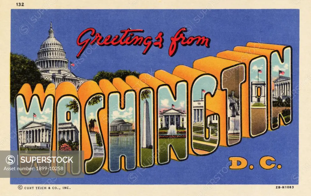 Greeting Card from Washington D.C.. ca. 1942, Washington, DC, USA, Greeting Card from Washington D.C. 