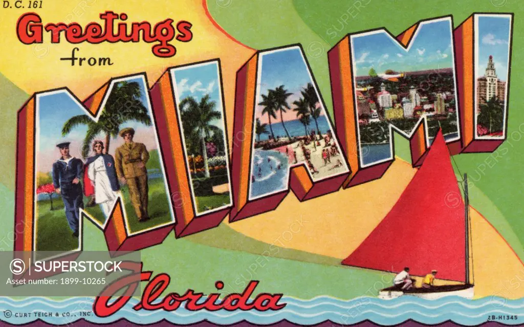Greeting Card from Miami, Florida. ca. 1942, Miami, Florida, USA, Greeting Card from Miami, Florida 
