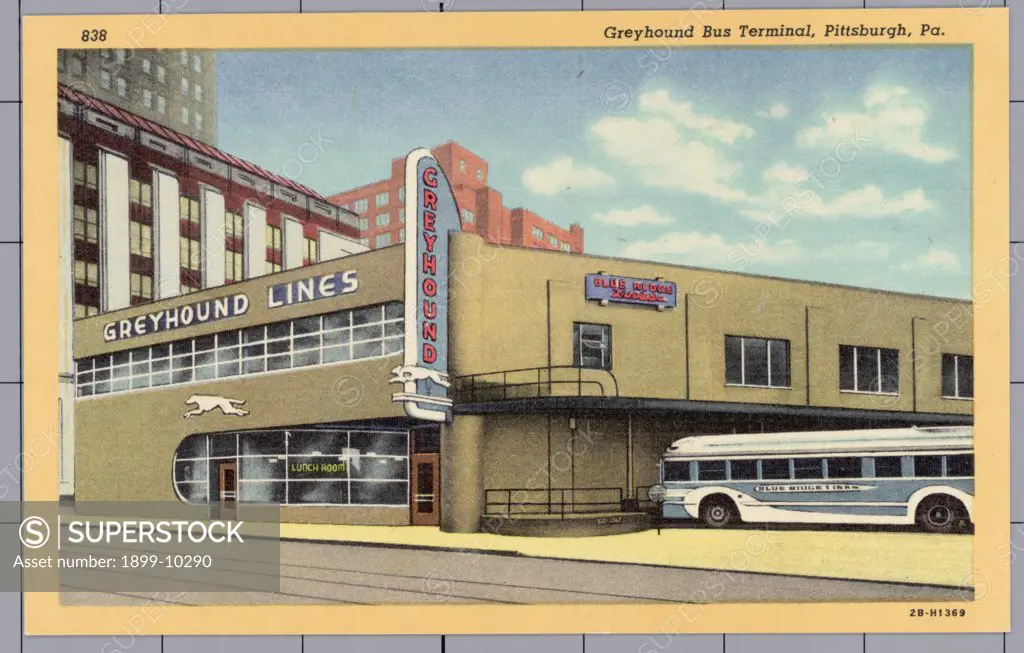Greyhound Bus Terminal. ca. 1942, Pittsburgh, Pennsylvania, USA, 838 Greyhound Bus Terminal, Pittsburgh, Pa. 