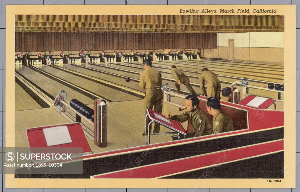 Bowling Alleys at March Field. ca. 1943, California, USA, Bowling Alleys, March Field, California 