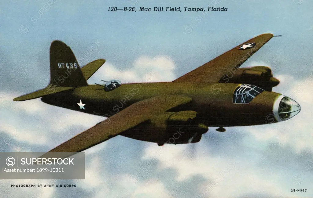 B-26 Flying over Mac Dill Field. ca. 1943, Tampa, Florida, USA, 120--B-26, Mac Dill Field, Tampa, Florida 