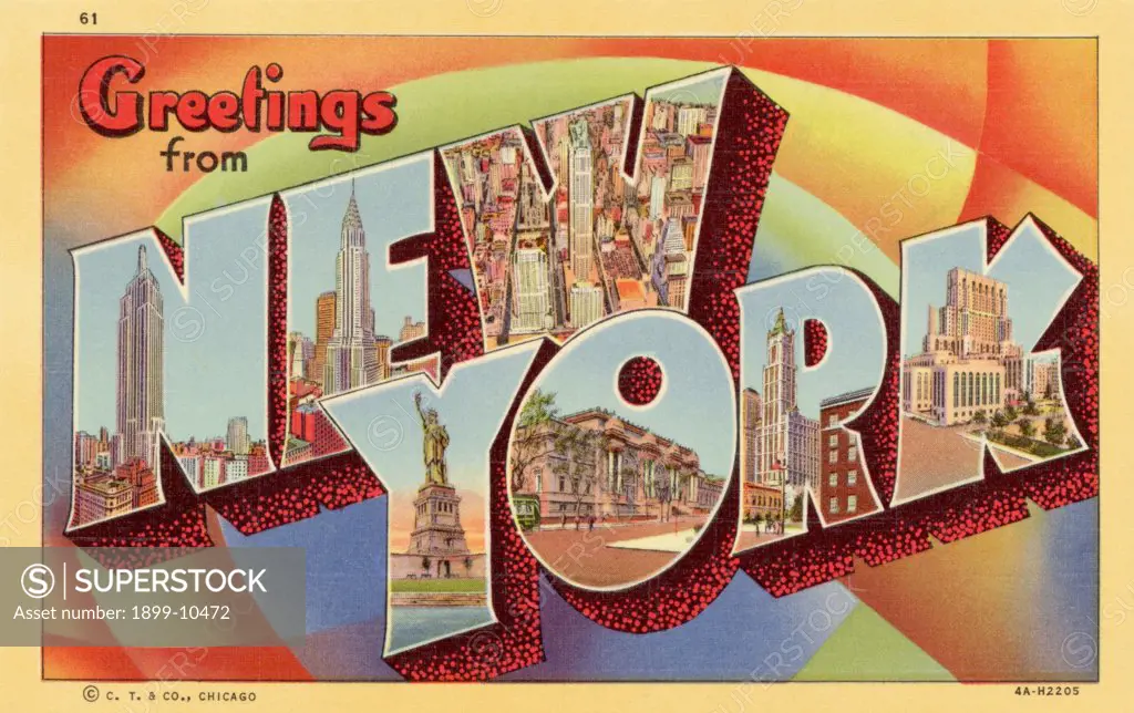 Greeting Card from New York. ca. 1934, New York, USA, Greeting Card from New York 