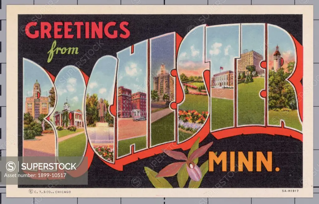 Greeting Card from Rochester, Minnesota. ca. 1935, Rochester, Minnesota, USA, Greeting Card from Rochester, Minnesota 