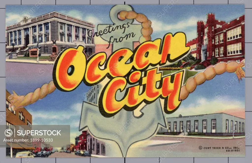 Greeting Card from Ocean City, New Jersey. ca. 1946, Ocean City, New Jersey, USA, Greeting Card from Ocean City, New Jersey 