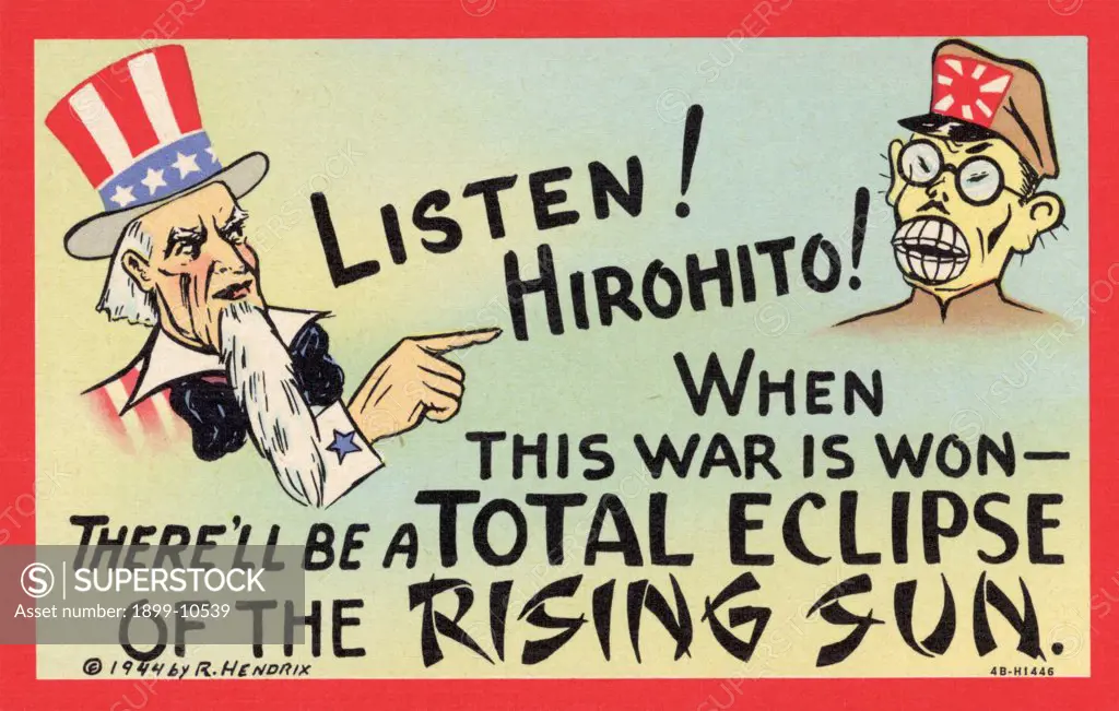 Anti-Japanese Postcard from World War II. ca. 1944, Anti-Japanese Postcard from World War II 
