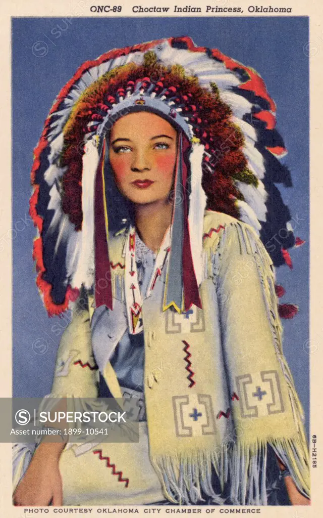 Choctaw Indian Princess. ca. 1946, Oklahoma, USA, OKLAHOMA NEWS CO., TULSA, OKLA. Choctaw Indian Princess, Oklahoma. 