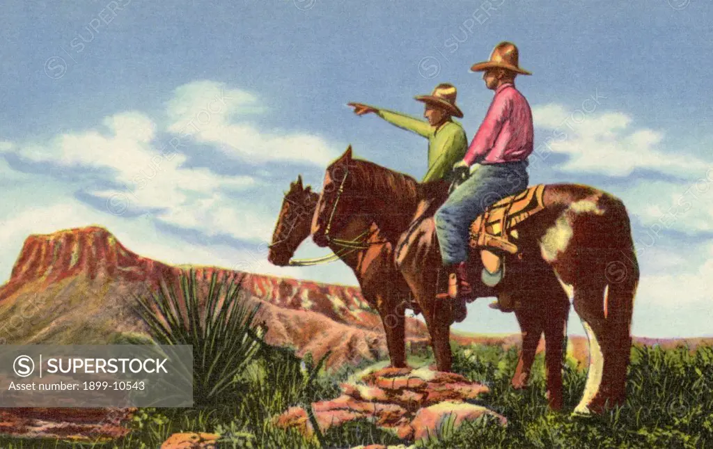 Men Riding Horses. ca. 1946, Albuquerque, New Mexico, USA, N-29--COWBOYS OF THE SOUTHWEST 