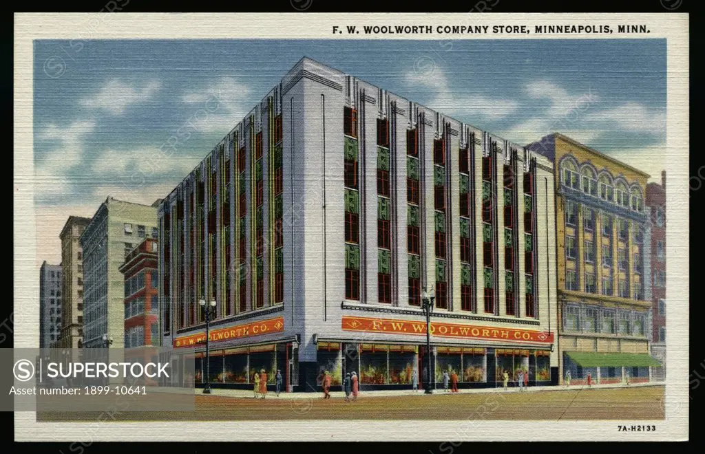 F.W. Woolworth Company Store. ca. 1937, Minneapolis, Minnesota, USA, GOPHER NEWS CO., MINNEAPOLIS, MINN. F.W. WOOLWORTH COMPANY STORE, MINNEAPOLIS, MINN. 