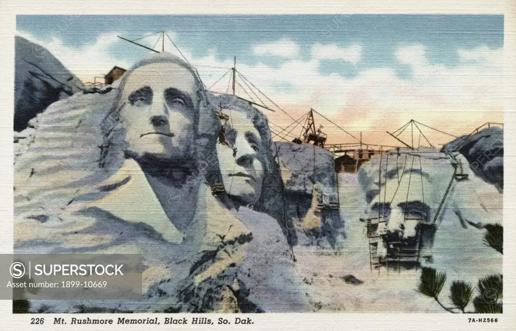 Mt. Rushmore Memorial Under Construction. ca. 1937, 226. Mt. Rushmore Memorial, Black  Hills, So. Dak. 