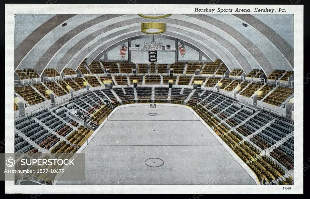 Hershey Sports Arena. ca. 1937, Hershey, Pennsylvania, USA, The Hershey Sports Arena, now known as the HersheyPark Arena, in Hershey, Pennsylvania. 