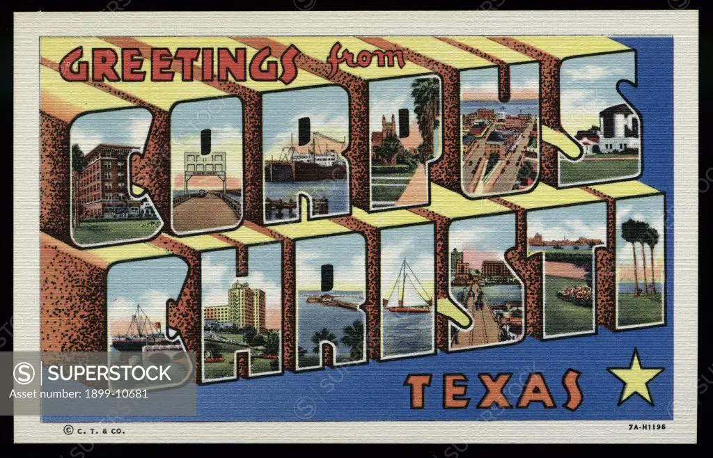 Greeting Card from Corpus Christ, Texas. ca. 1937, Corpus Christi, Texas, USA, Greeting Card from Corpus Christ, Texas 