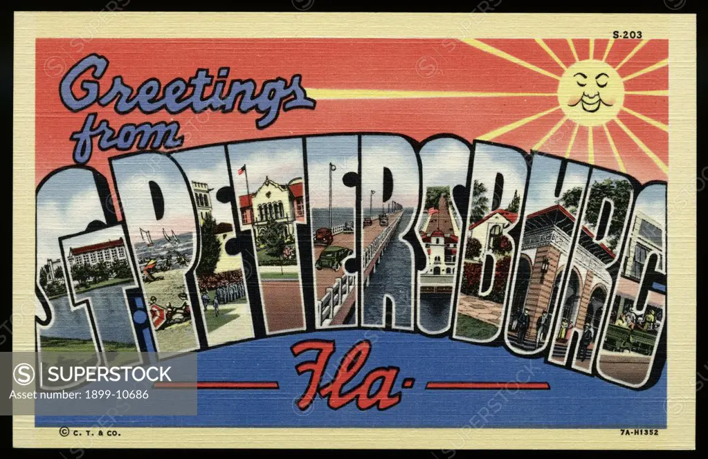 Greeting Card from St. Petersburg, Florida. ca. 1937, St. Petersburg, Florida, USA, Greeting Card from St. Petersburg, Florida 