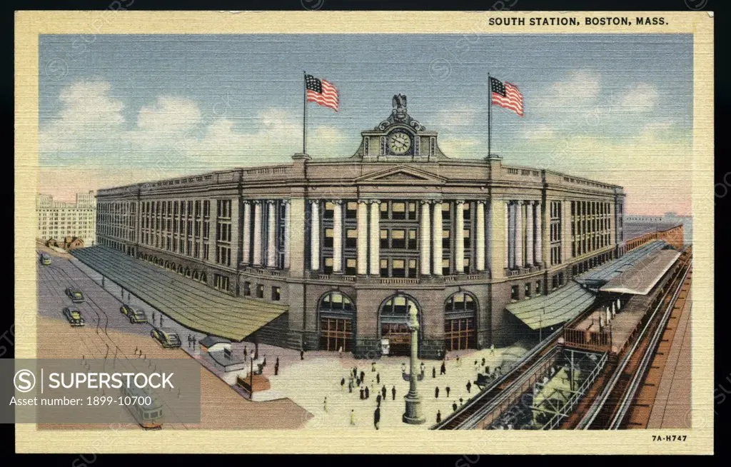 South Station. ca. 1937, Boston, Massachusetts, USA, SOUTH STATION, BOSTON, MASS. 